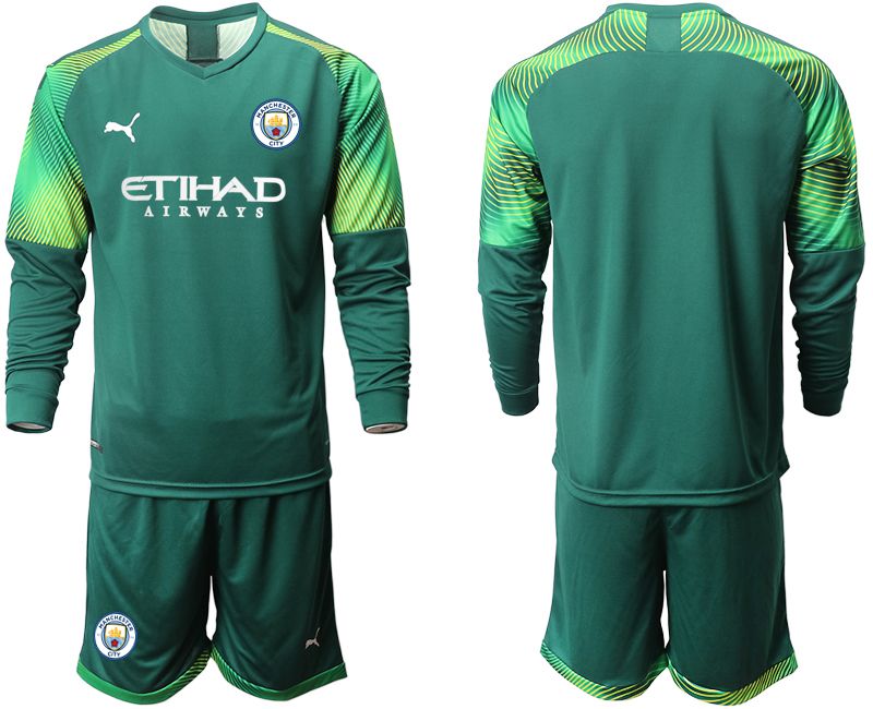 Men 2019-2020 club Manchester City Dark green long sleeve goalkeeper Soccer Jerseys->manchester city jersey->Soccer Club Jersey
